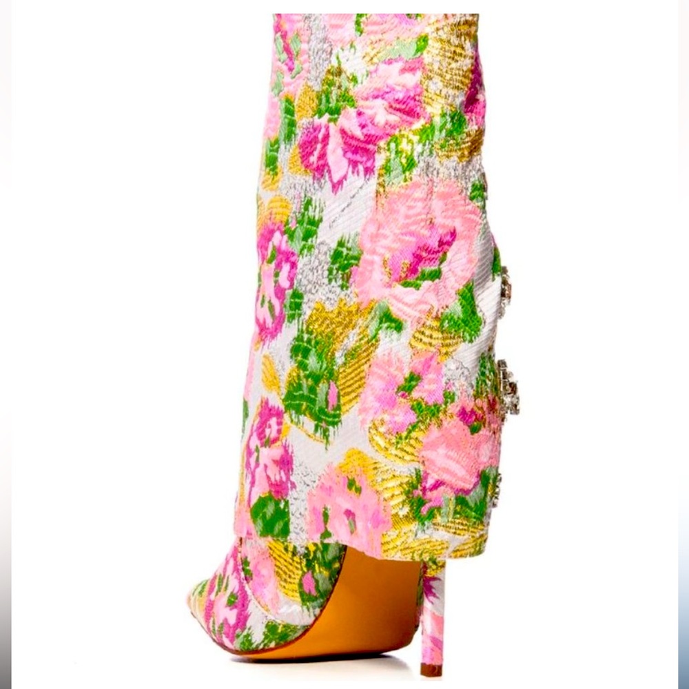 New AZALEA WANG Tilley Floral Jacquard Pointed Toe Bootie - Picture 11 of 17